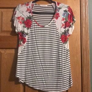 Floral and stripped top